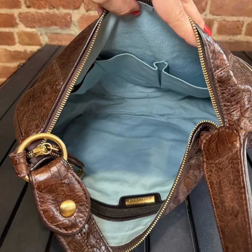 Isabella Fiore Croc Embossed Hobo Bag